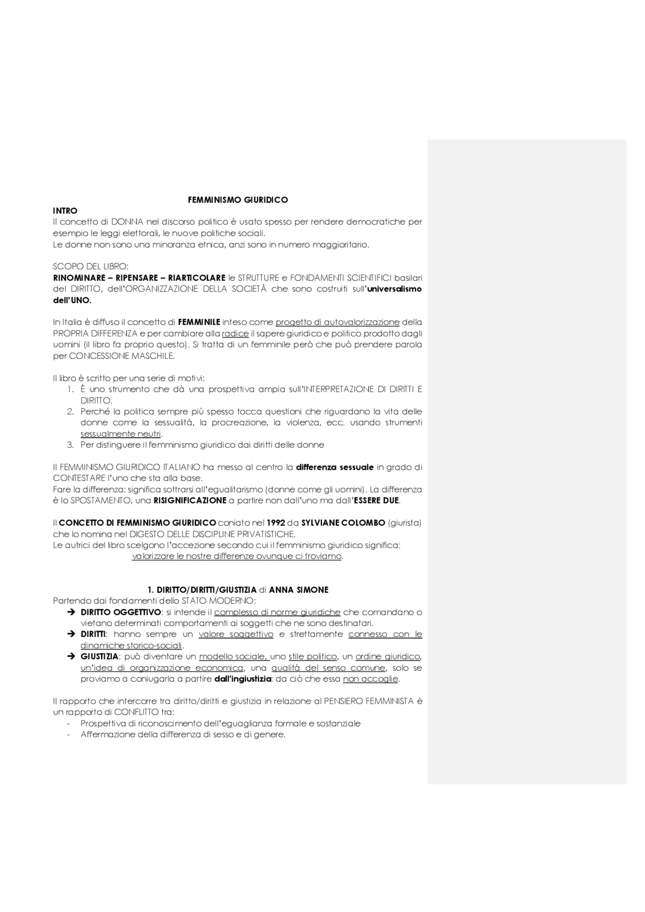 Femminismo giuridico Docsity