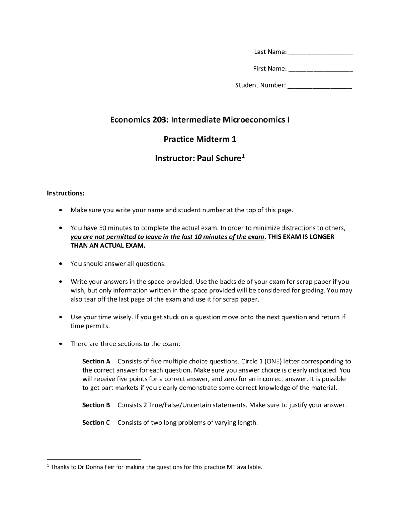 Practice Midterm 1 - Docsity