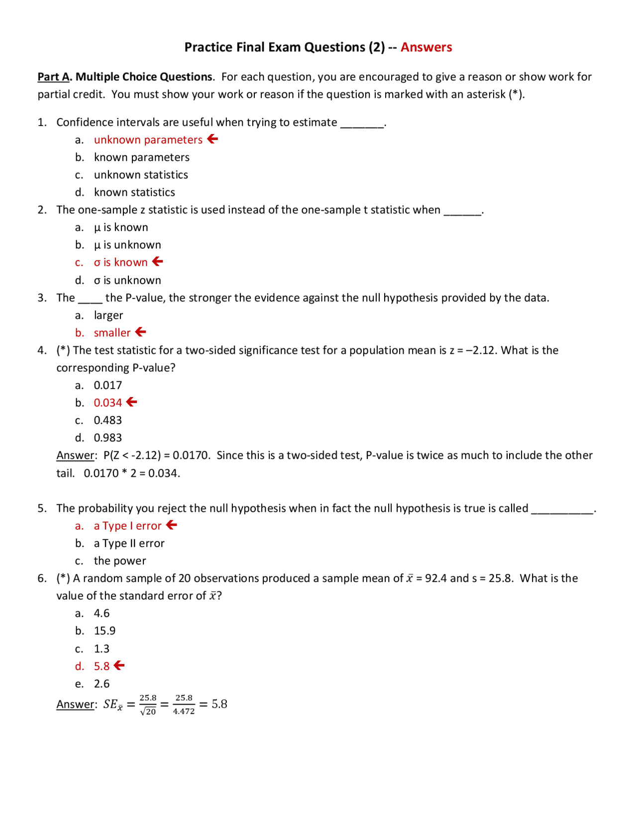 Statics Final Questions Practice Final Exam Questions | Exams Statistics | Docsity