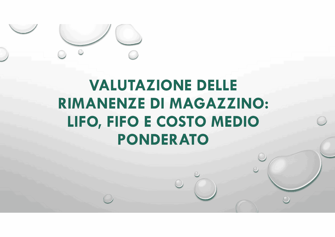 La valutazione delle rimanenze - Docsity