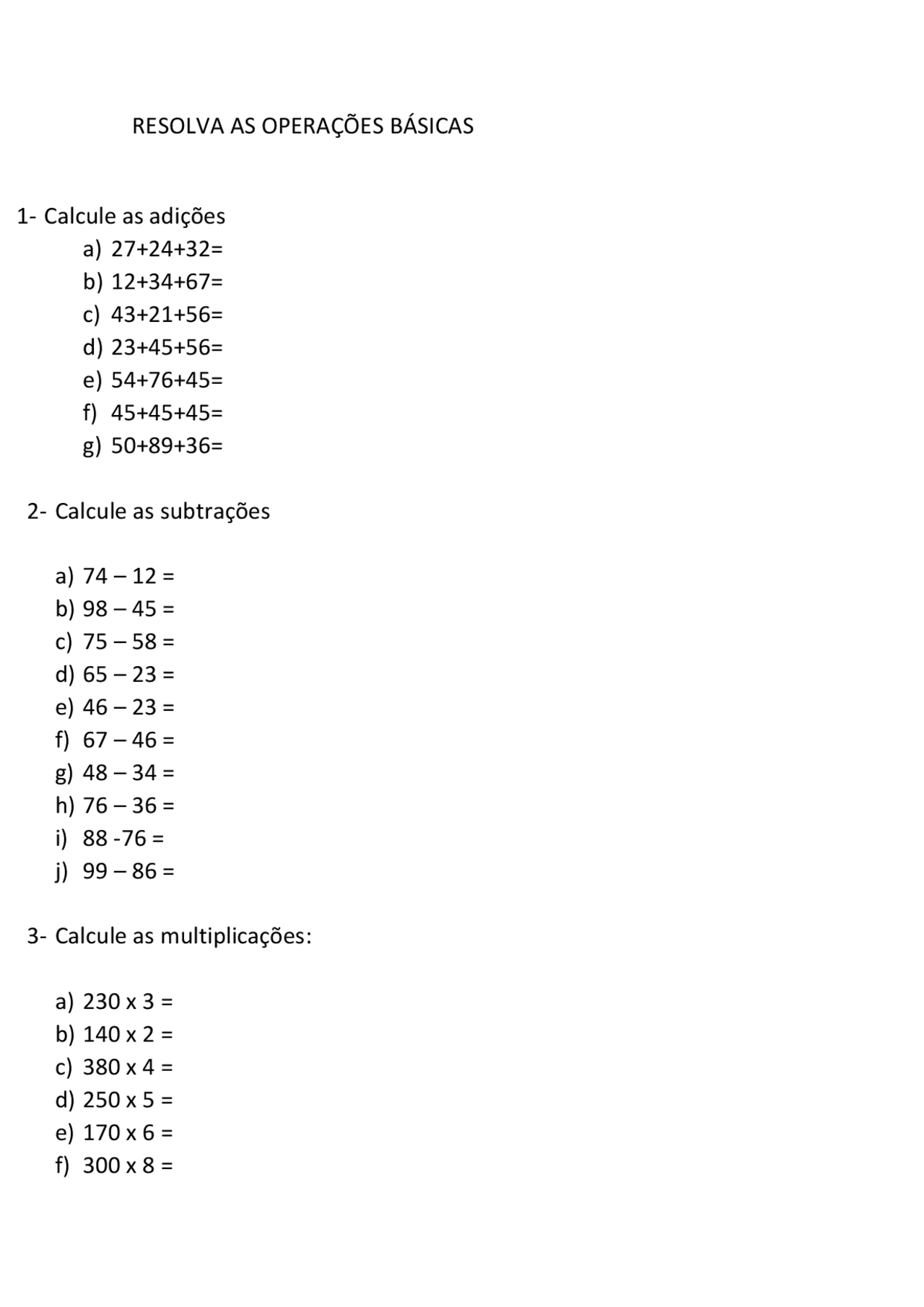 Lista De Exercicios Matematica Basica - RETOEDU