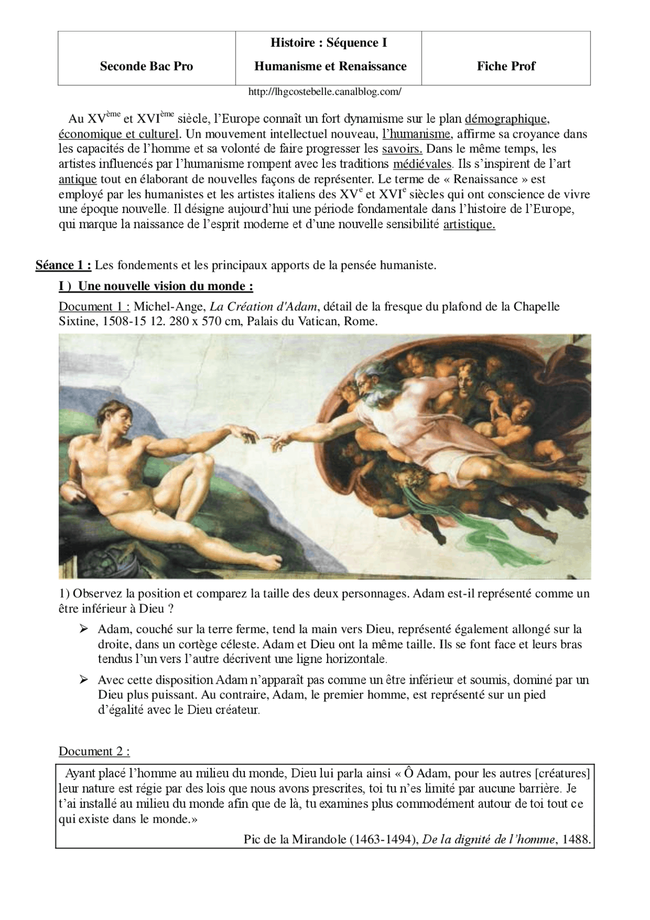 Humanisme Et Renaissance Fiche De Révision Seconde Histoire : Séquence I - Humanisme et Renaissance | Lectures Art | Docsity