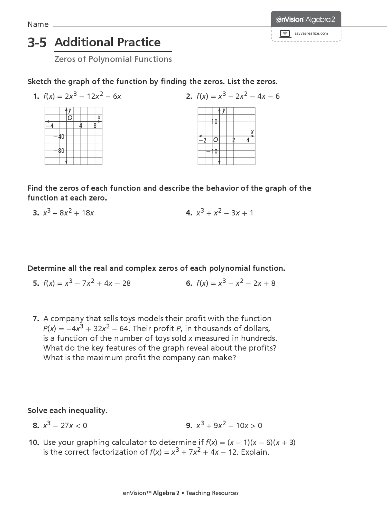 Polynomials and other exercises | Assignments Mathematics | Docsity