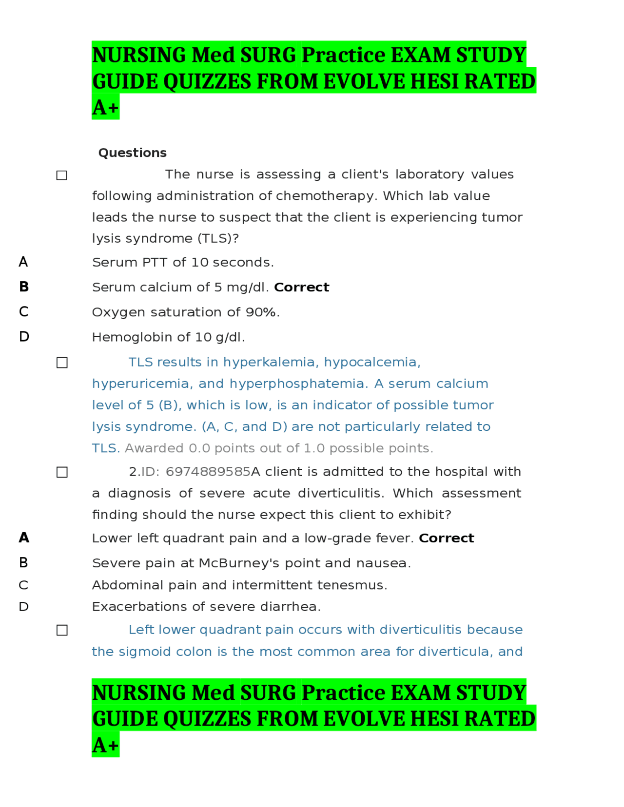 Evolve Hesi Medical Surgical Practice Exam Quizlet - kwpvwe8