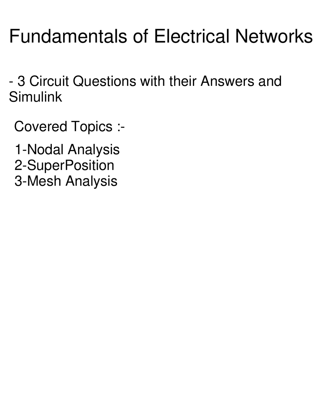 Fundamentals of Electrical Networks Assignment - Docsity