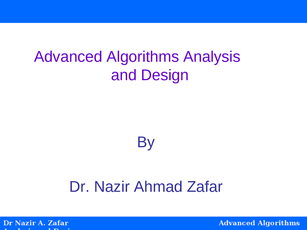Lectures on design and analysis of algorithm - Docsity