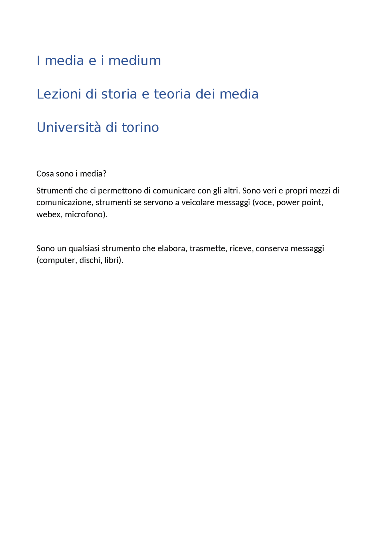 La differenza tra i media e i medium - Docsity
