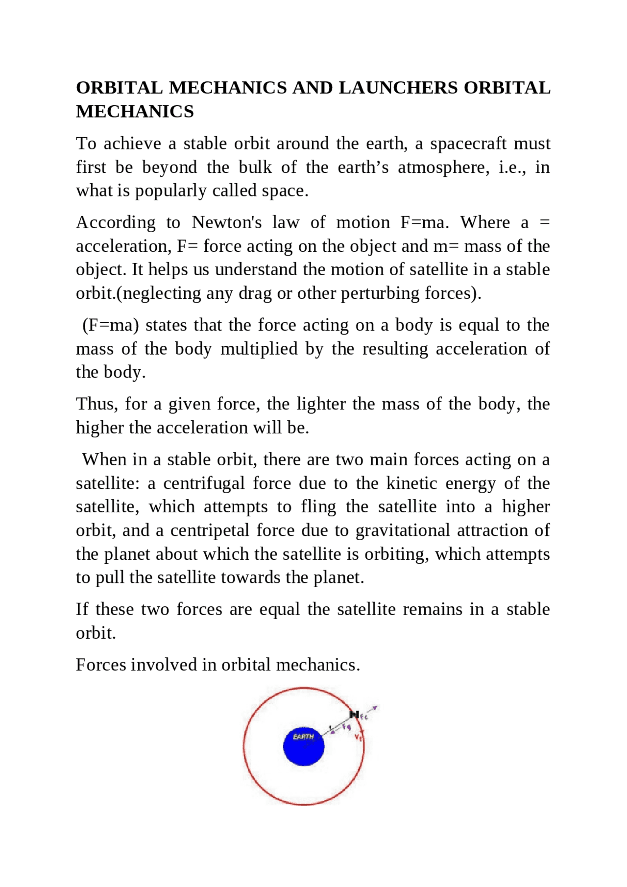 Orbital mechanics and launchers orbital mechanics - Docsity