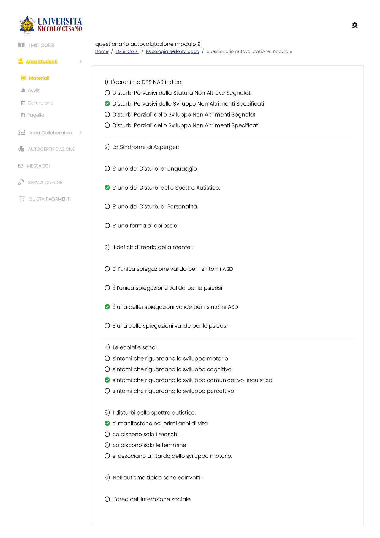 Test autovalutazione modulo 9 - Docsity