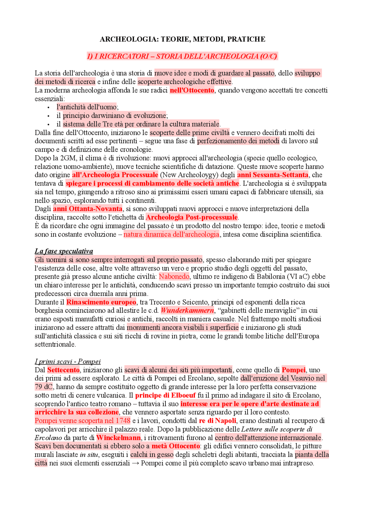 OTTIMO RIASSUNTO di "ARCHEOLOGIA. TEORIE, METODI, PRATICA" di RENFREW