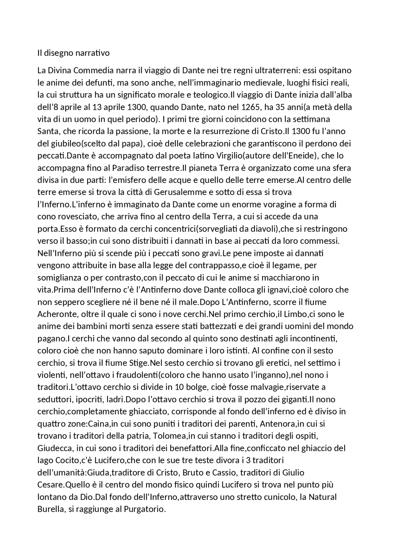 Riassunti divina commedia (struttura del poema,datazione,argomentazione ...