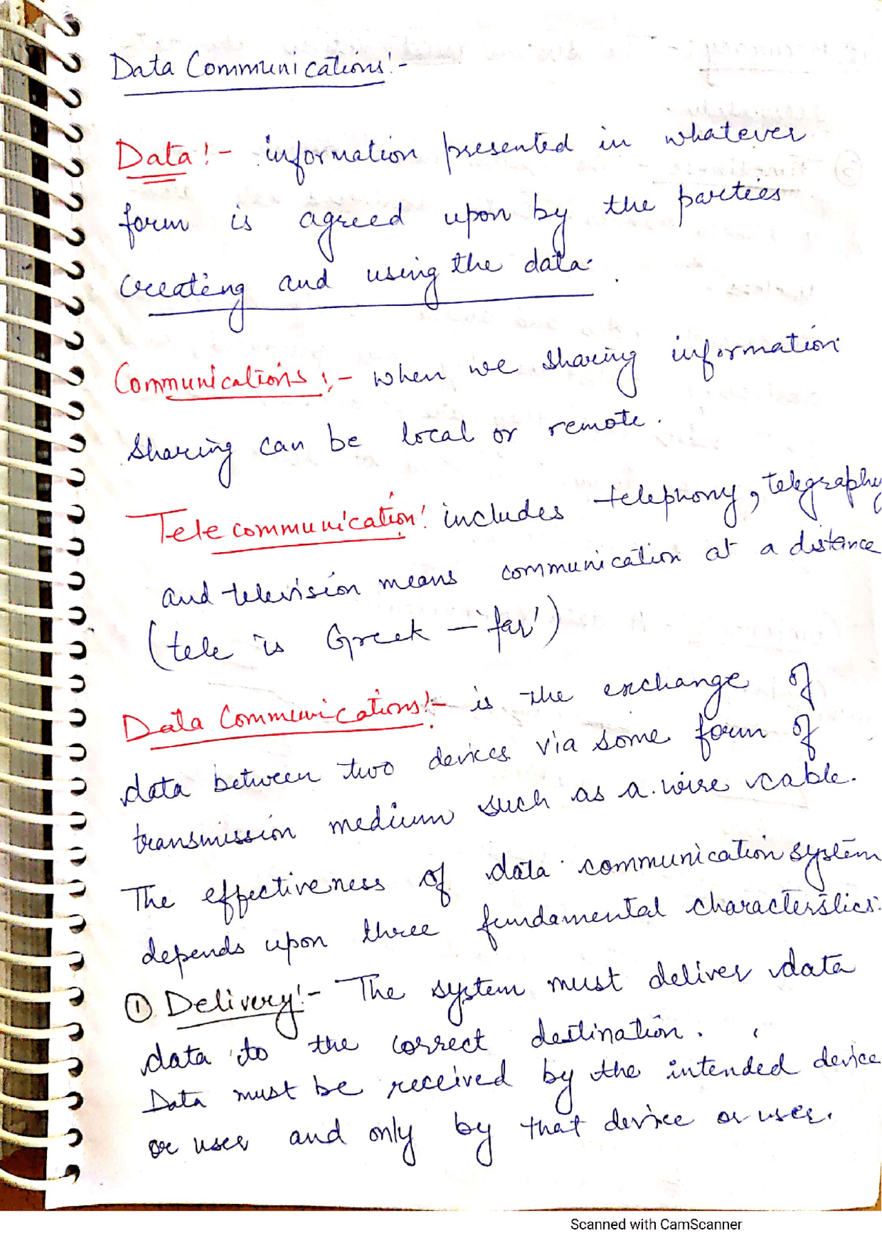 DATA COMMUNICATION NETWORKS UNIT-1 PART-1 NOTES | Lecture notes Data ...