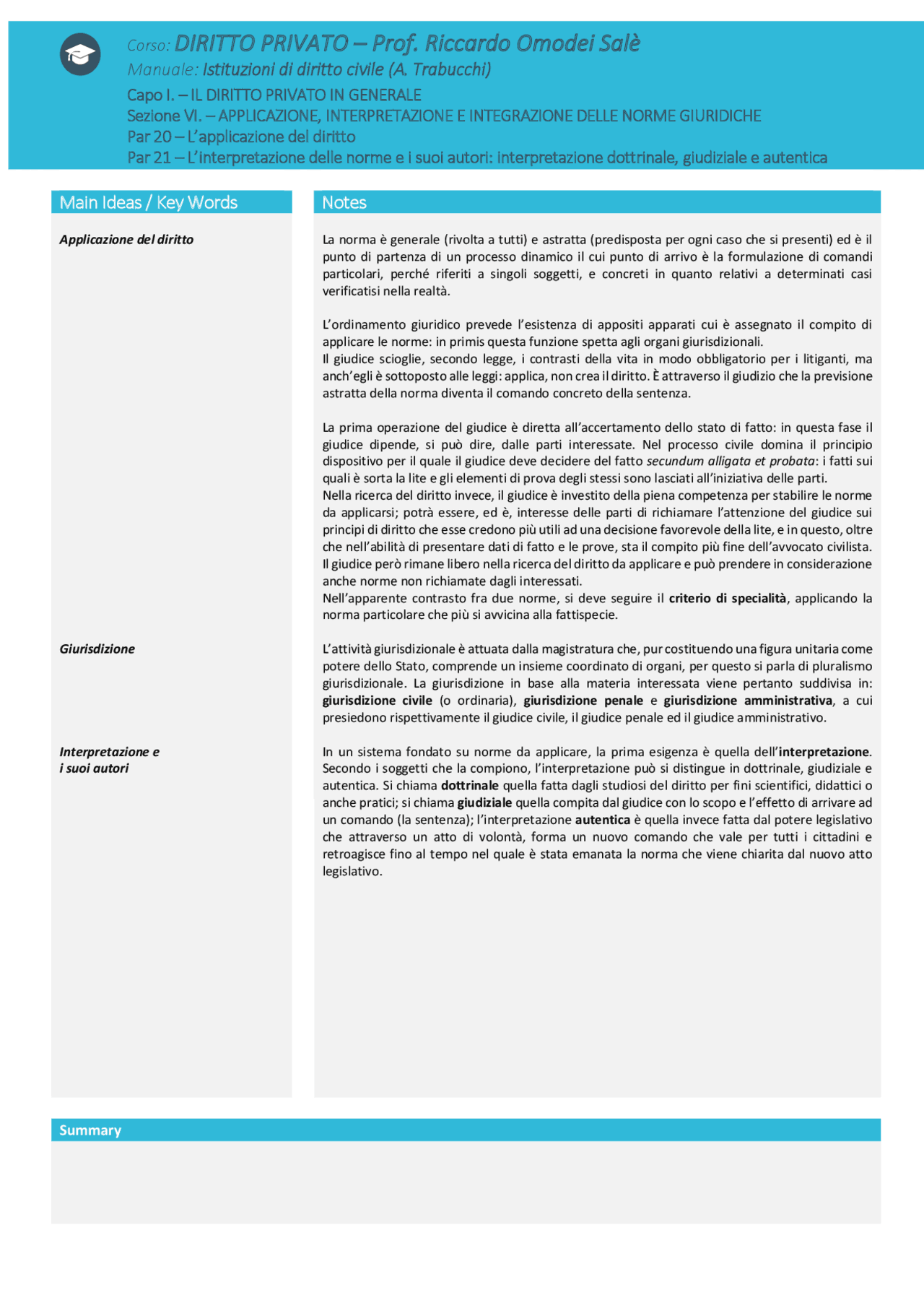 Trabucchi 49ma ISTITUZIONI di DIRITTO CIVILE Capo I Sez VI (par 20,21,22,23,24,25) Docsity