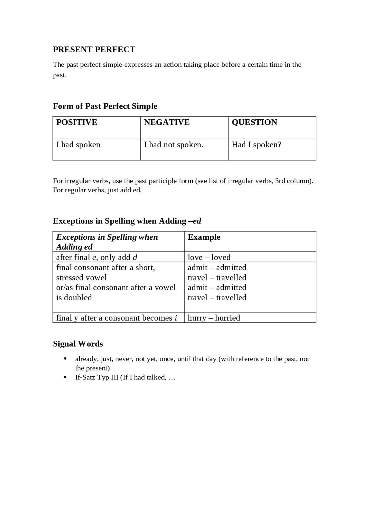 Present perfect en ingles para aclarar algunas dudas - Docsity