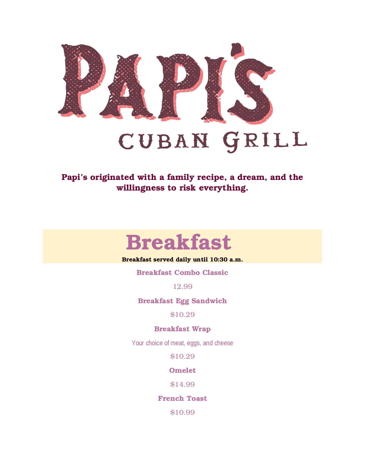 Example menu for nutrition students to study in order to identify ...