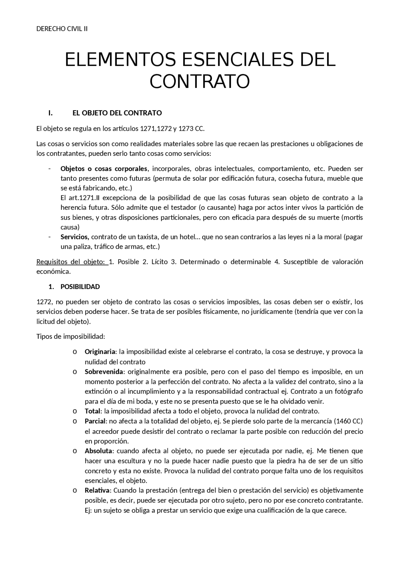 Tema 3. Elementos esenciales del contrato - Docsity