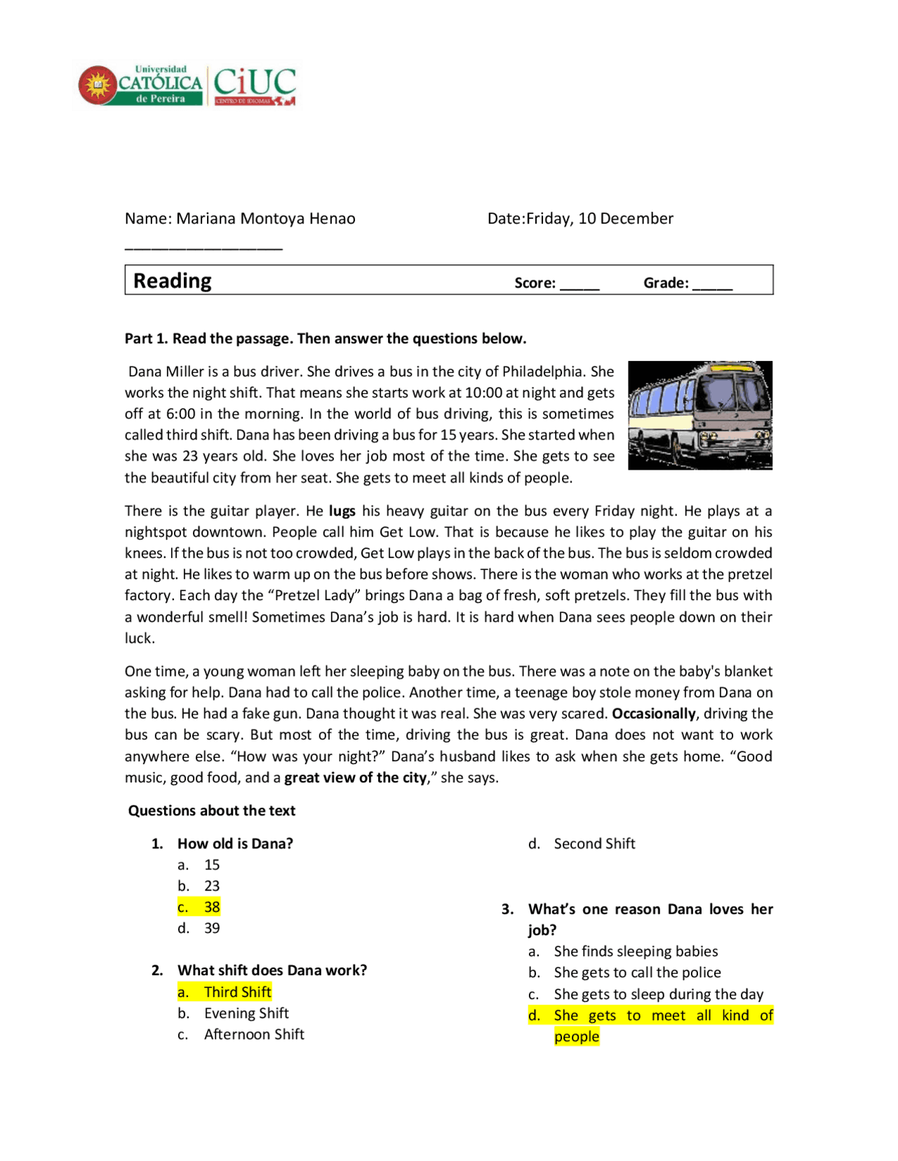 Examen inglés nivel 2 - Docsity