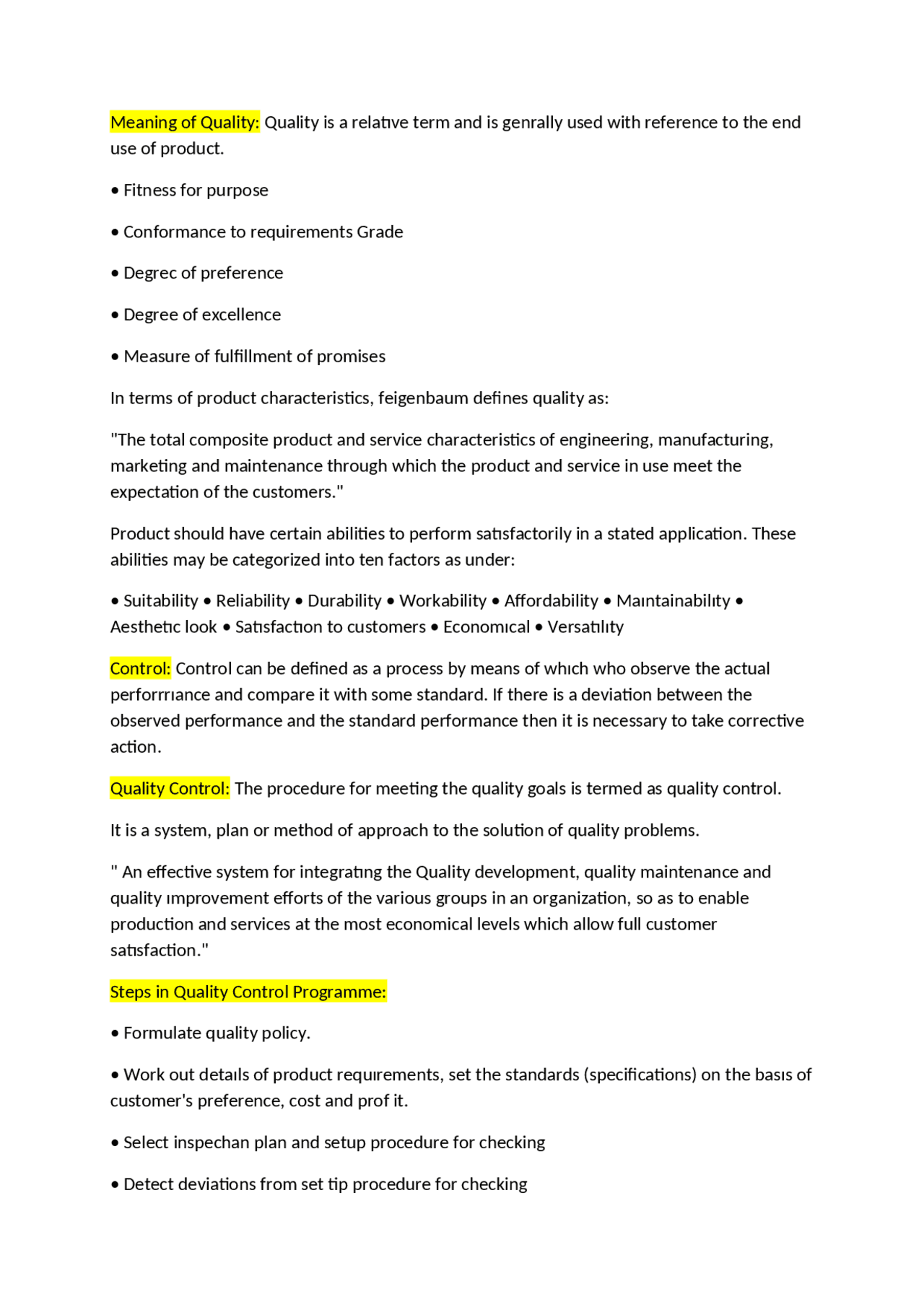 Quality management lecture notes 2020 study - Docsity