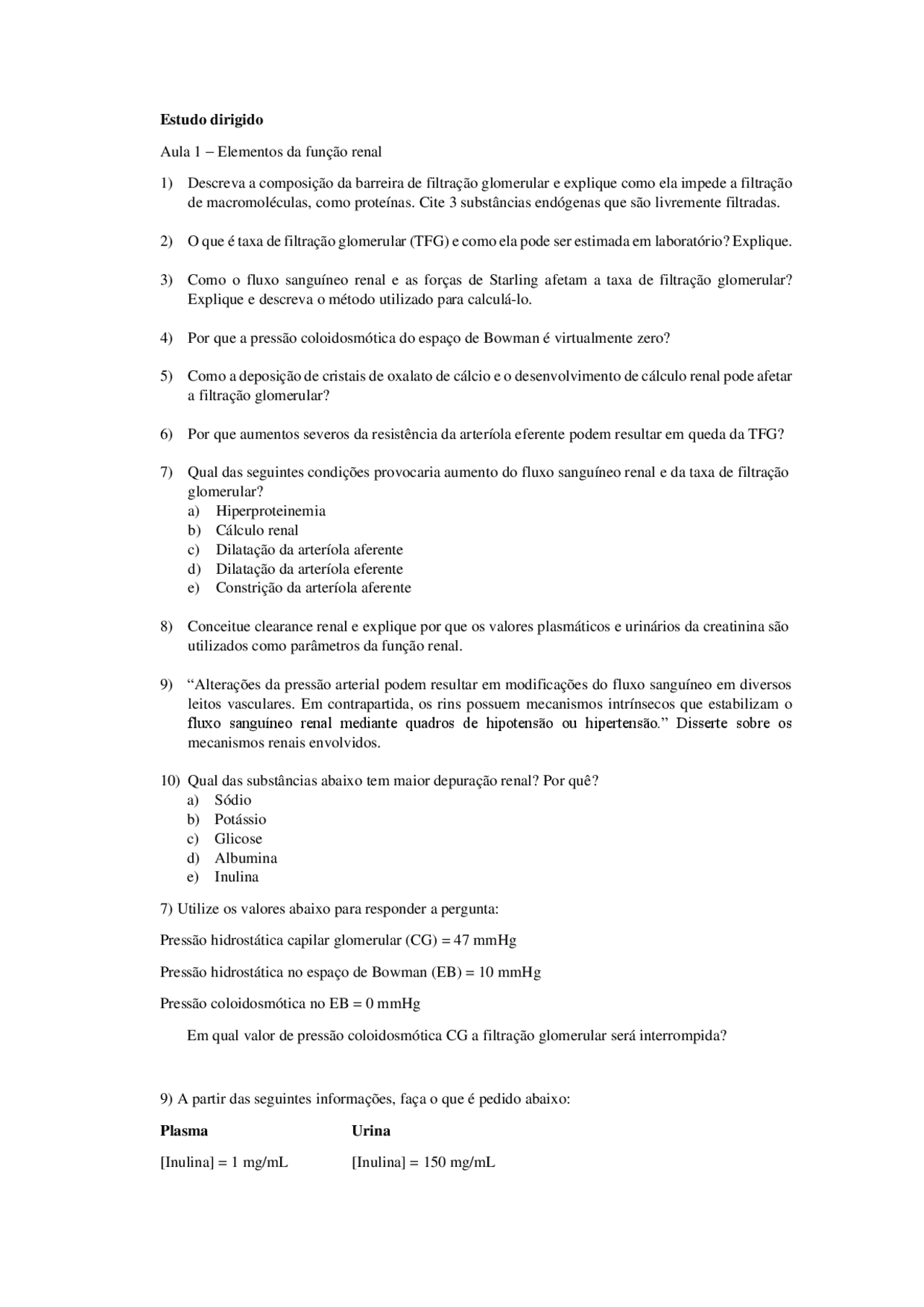 Exercicios Sobre Fisiologia Humana - NAZAEDU