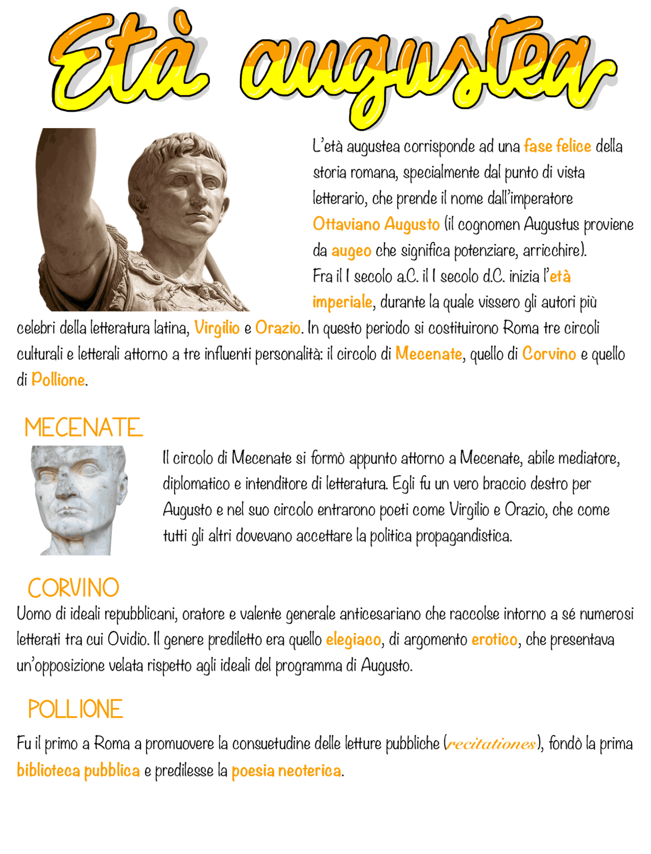 L'età augustea e i circoli di intellettuali - Docsity