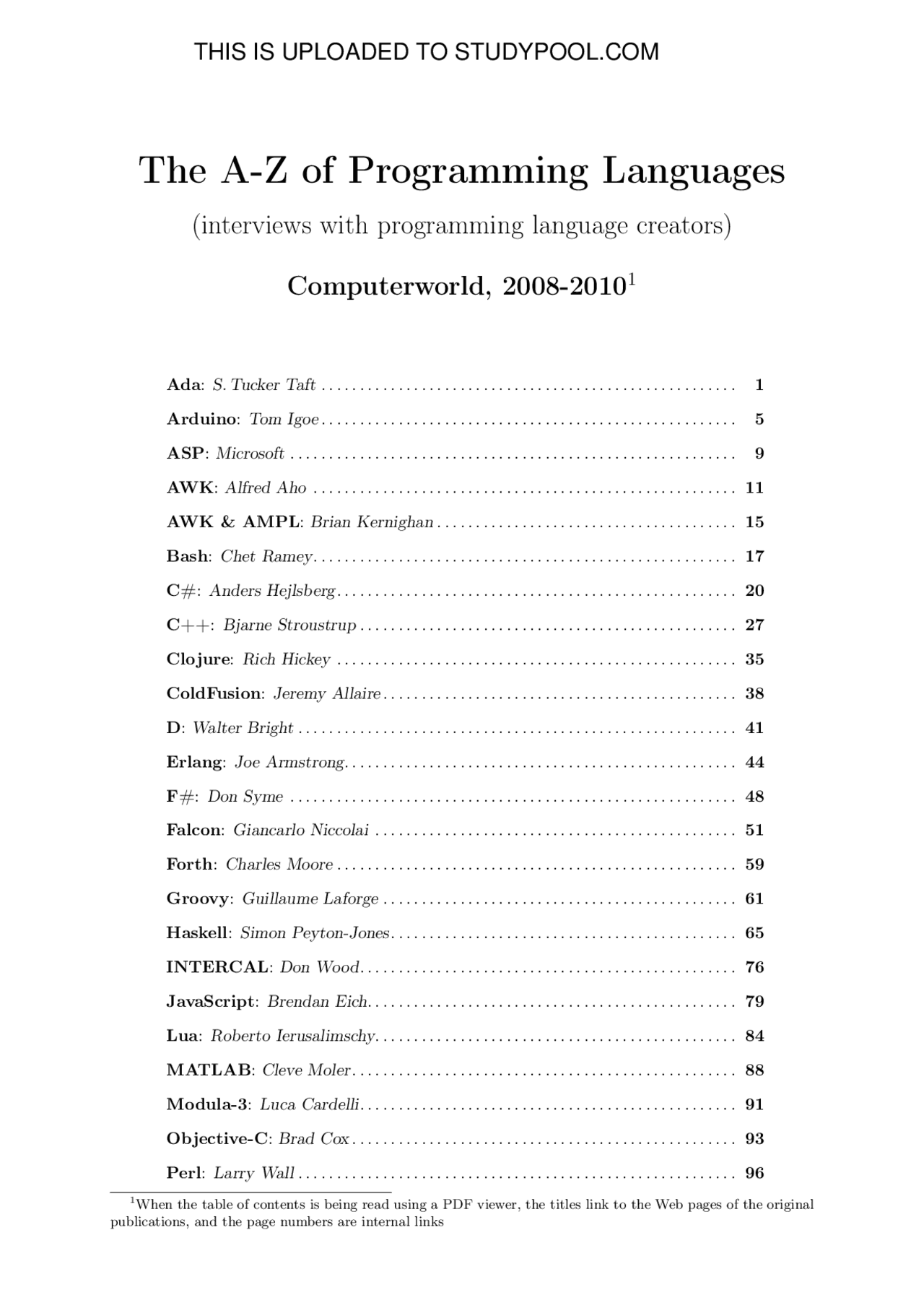 The A-Z of Programming Languages BY THEIR CREATOR.pdf - Docsity