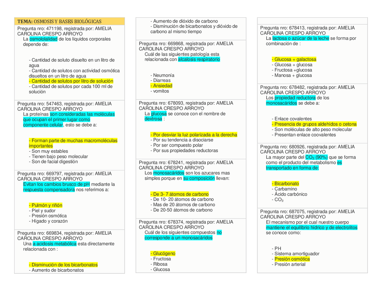 Banco de preguntas de bioquimica I segun parcial. - Docsity