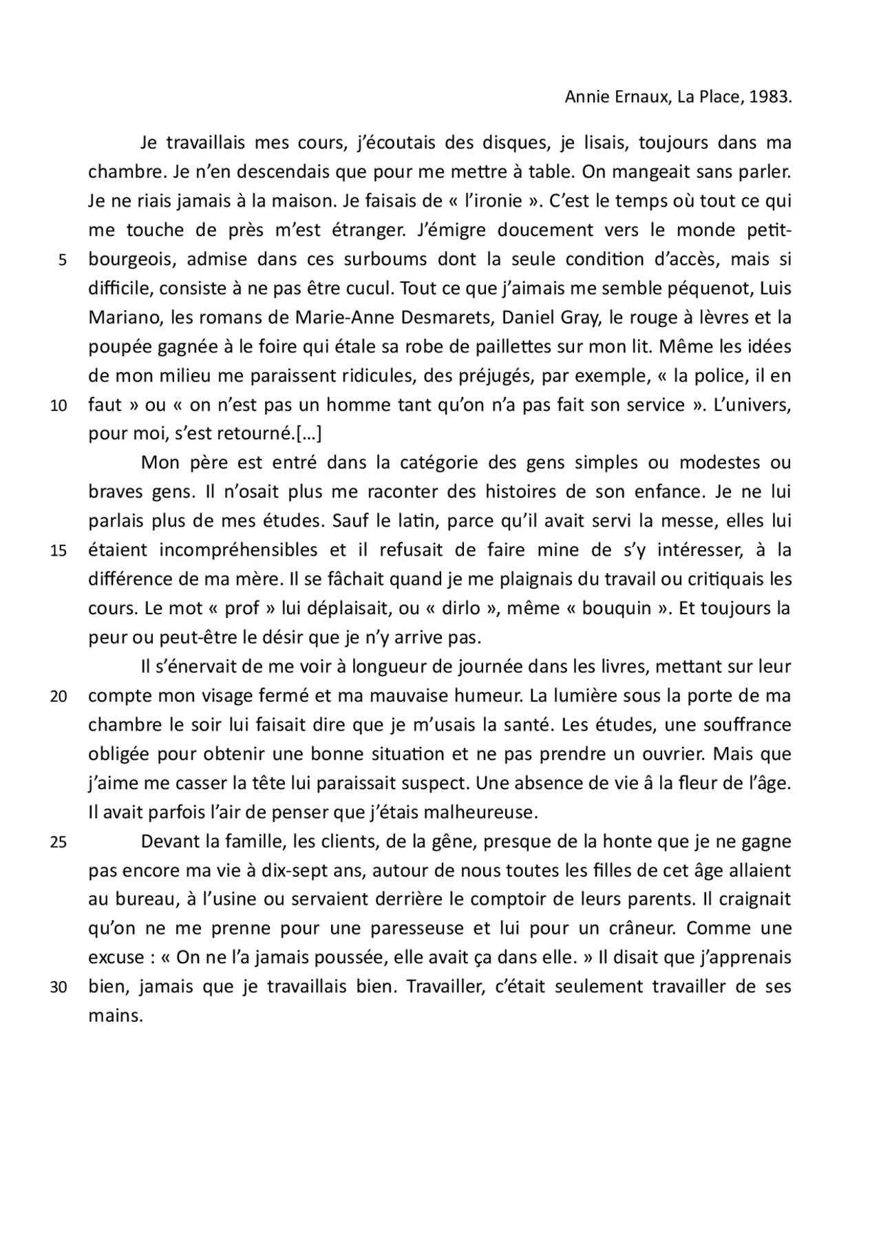 La place, Annie Ernaux Résumés Français Docsity La place, Annie Ernaux Résumés Français Docsity