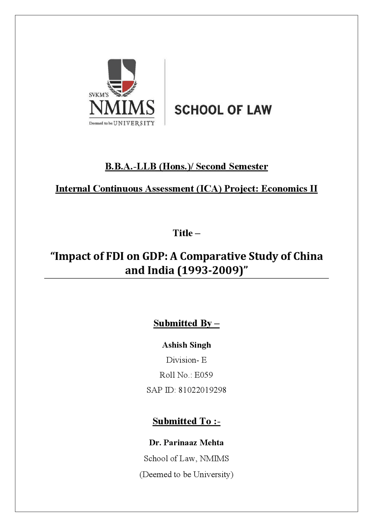 “Impact of FDI on GDP: A Comparative Study of China and India (1993 ...