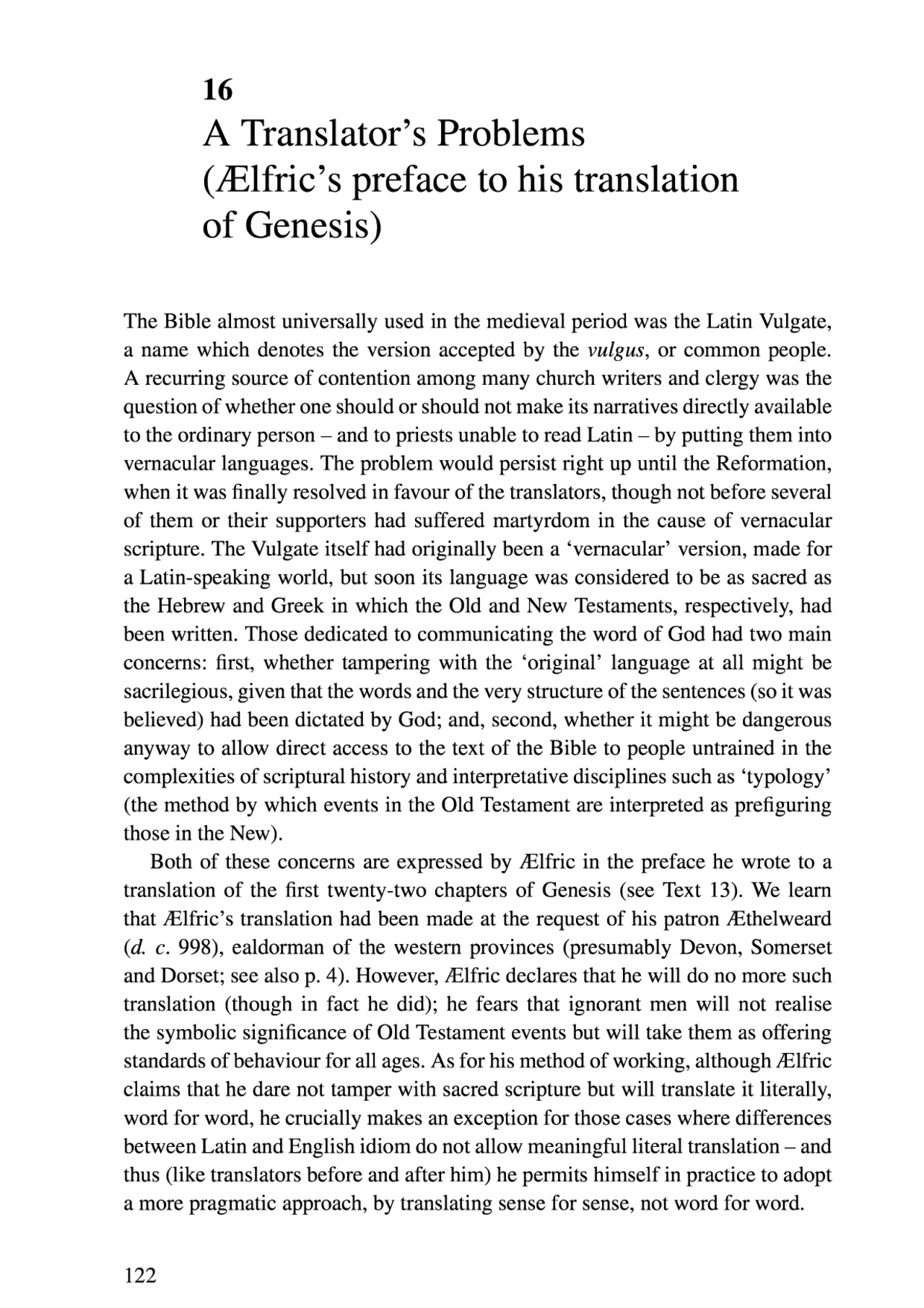 A Translator's Problems (AElfric's preface to his translation of ...