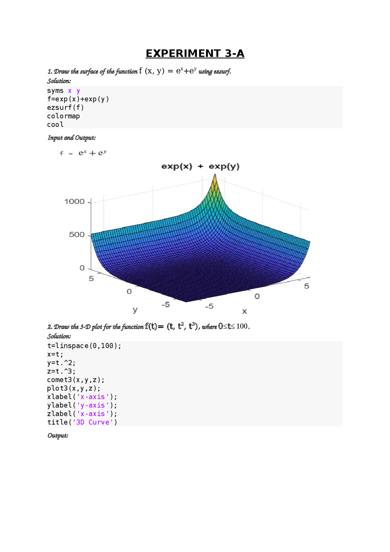 MATLAB Simulated Experiment-3a - Docsity