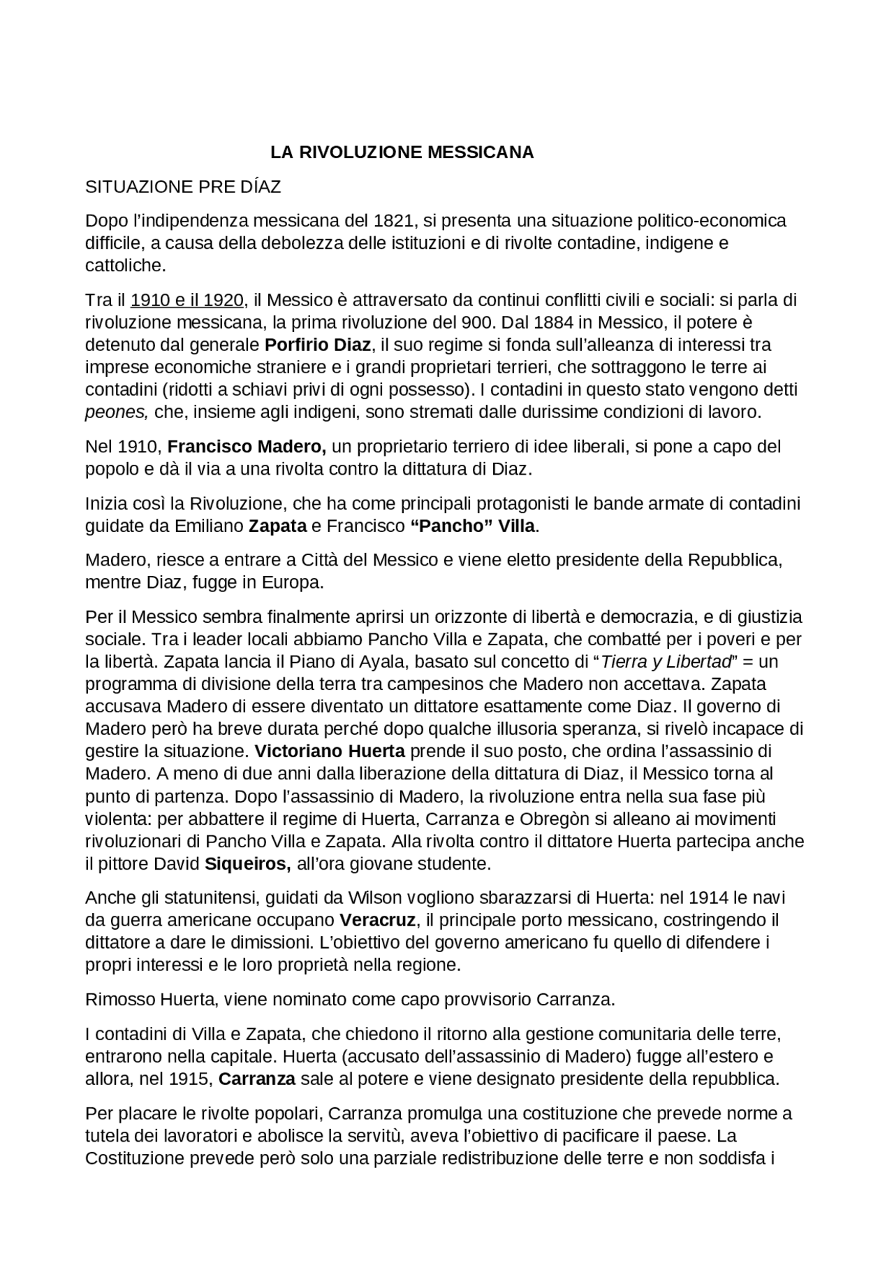 Rivoluzione messicana Docsity