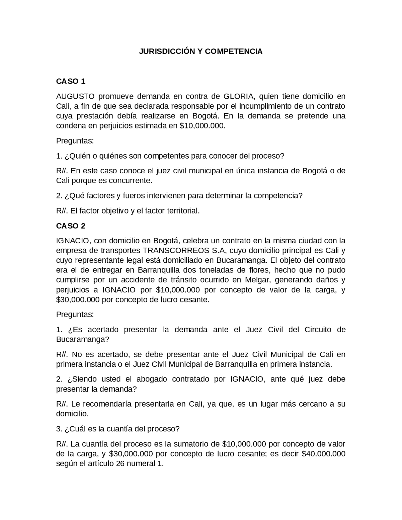 Jurisdicción y Competencia. | Ejercicios de Derecho Procesal Civil ...