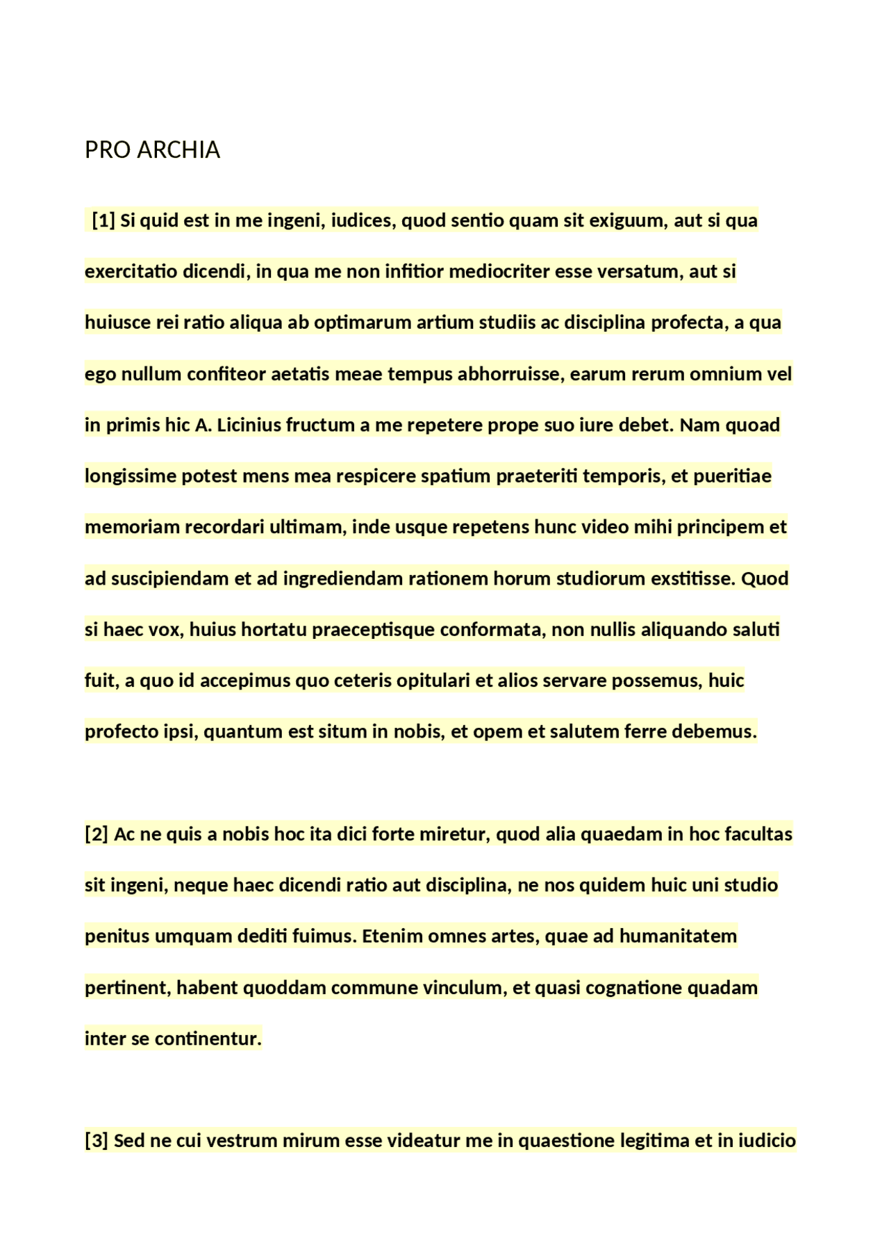 Pro archia testo latino Docsity
