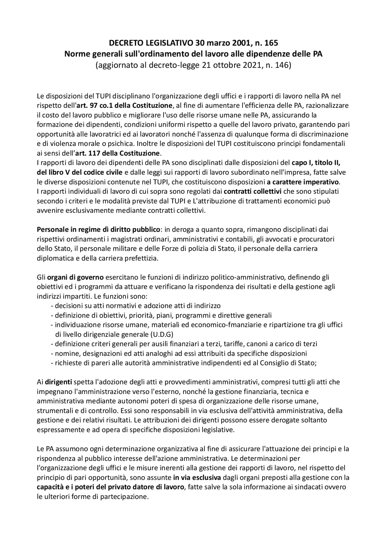 Riassunto Testo Unico Pubblico Impiego D.Lgs 165/2001 Appunti di Diritto Amministrativo Docsity Riassunto Testo Unico Pubblico Impiego D.Lgs 165/2001 Appunti di Diritto Amministrativo Docsity
