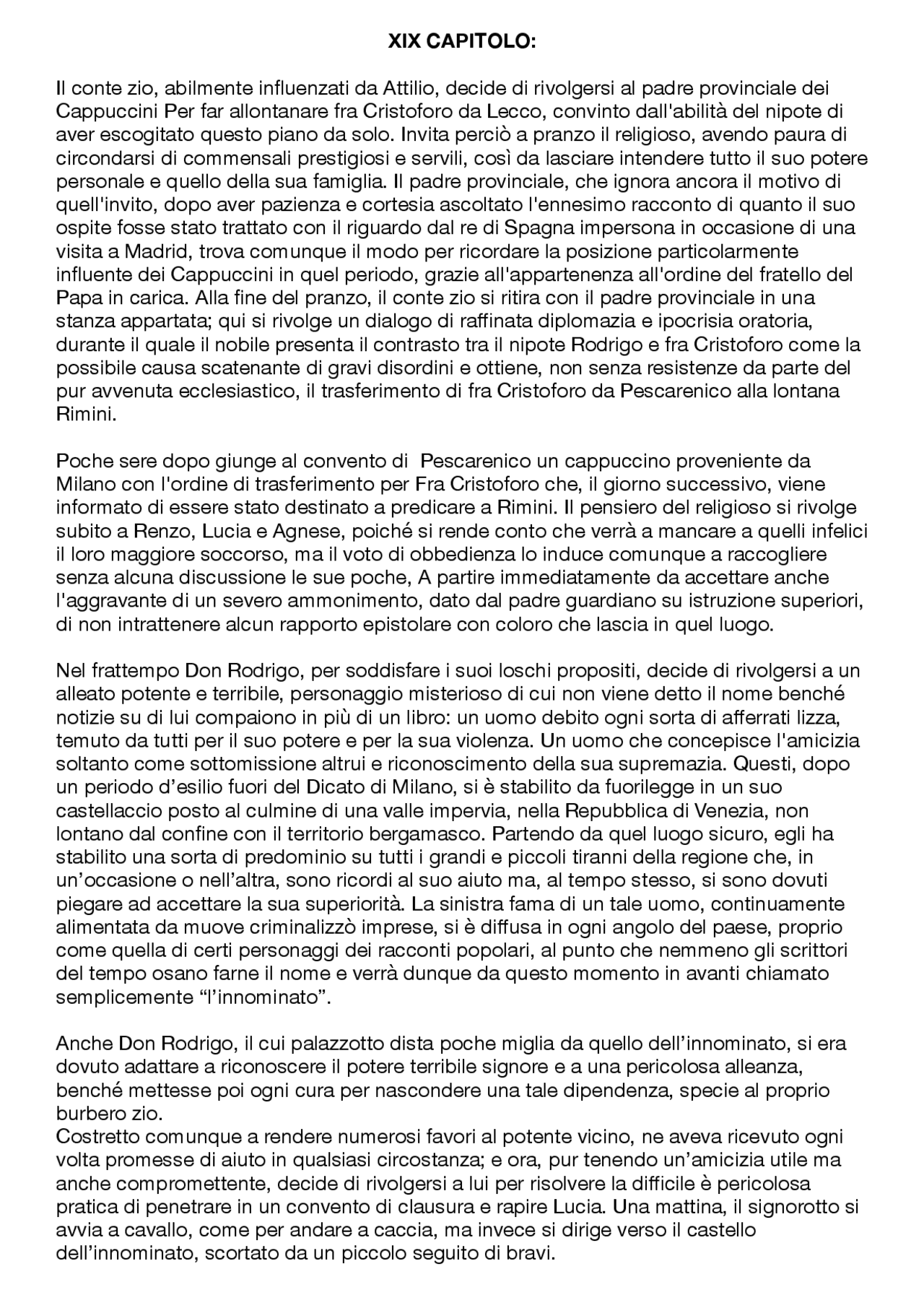 promessi sposi riassunto capitolo 19