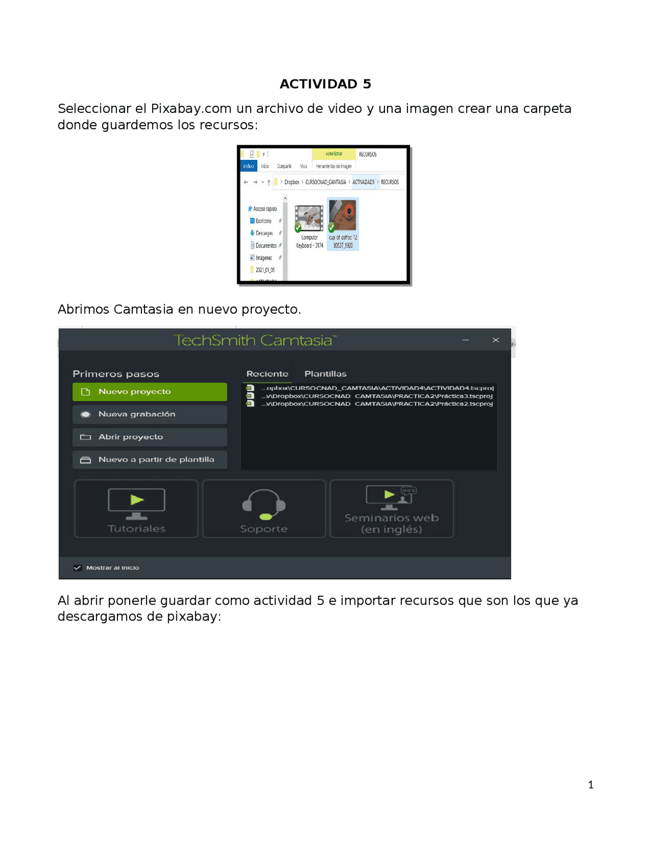 Ejercicios para editar videos con camtasia. - Docsity