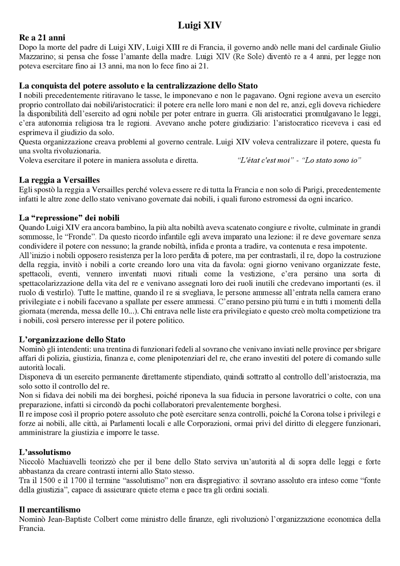 Luigi XIV Il Re Sole Docsity