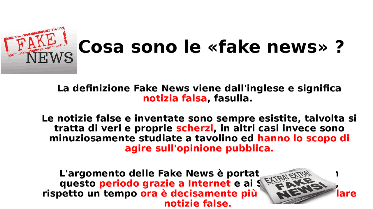 PowerPoint sulle "Fake News" - Docsity