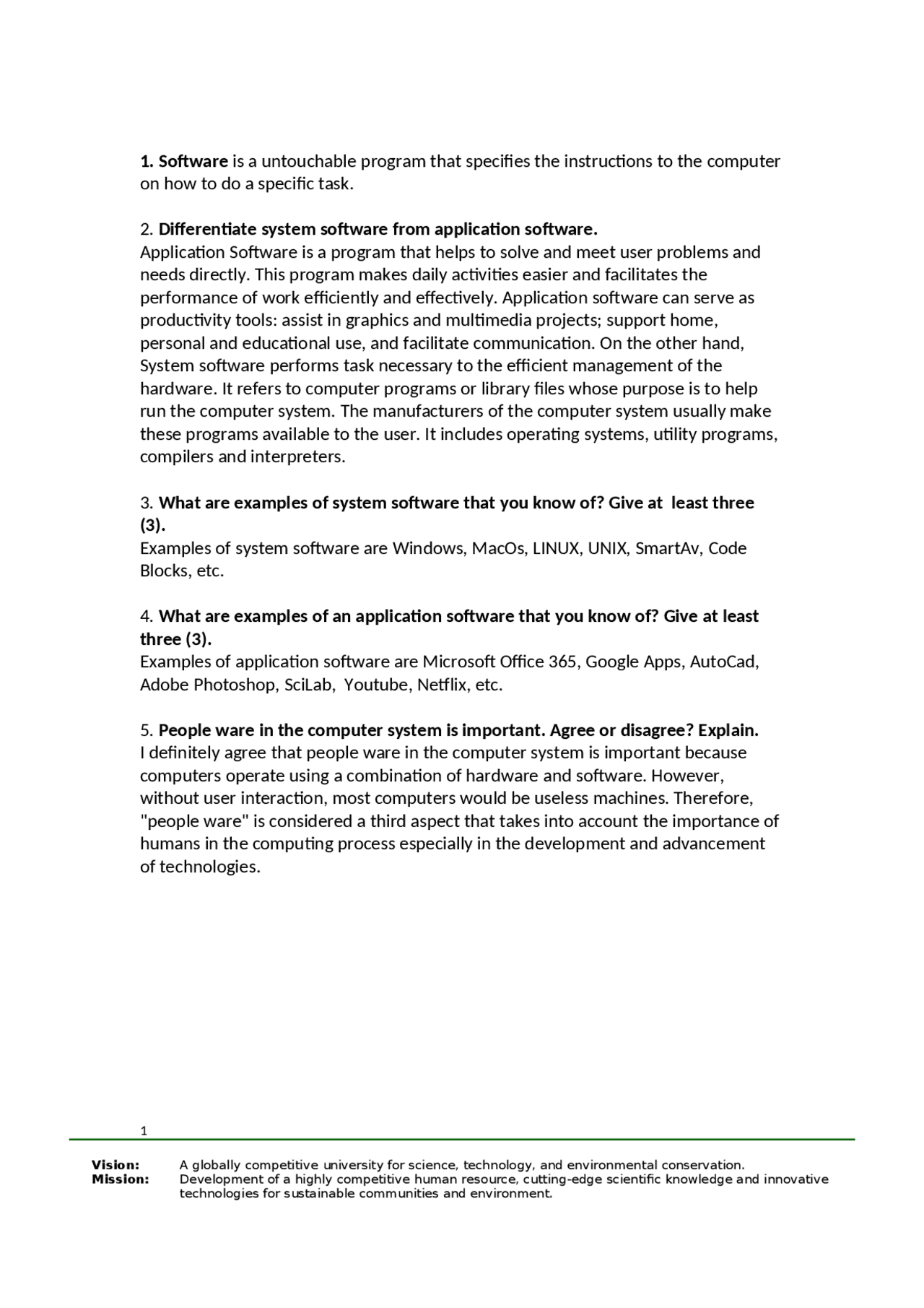 Introduction to Computing - Software | Assignments Introduction to ...