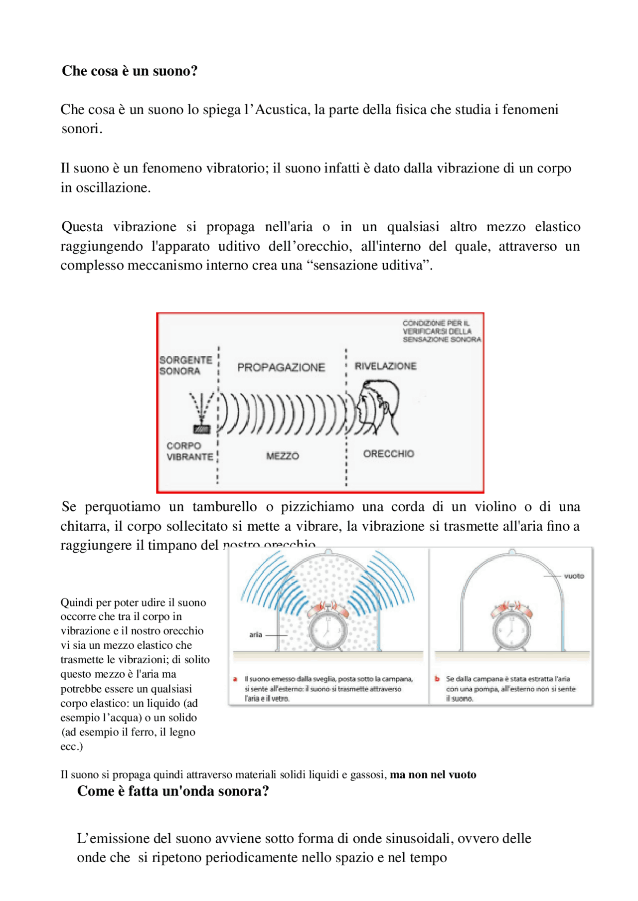COSA è IL SUONO E LA SUA PRATICA - Docsity