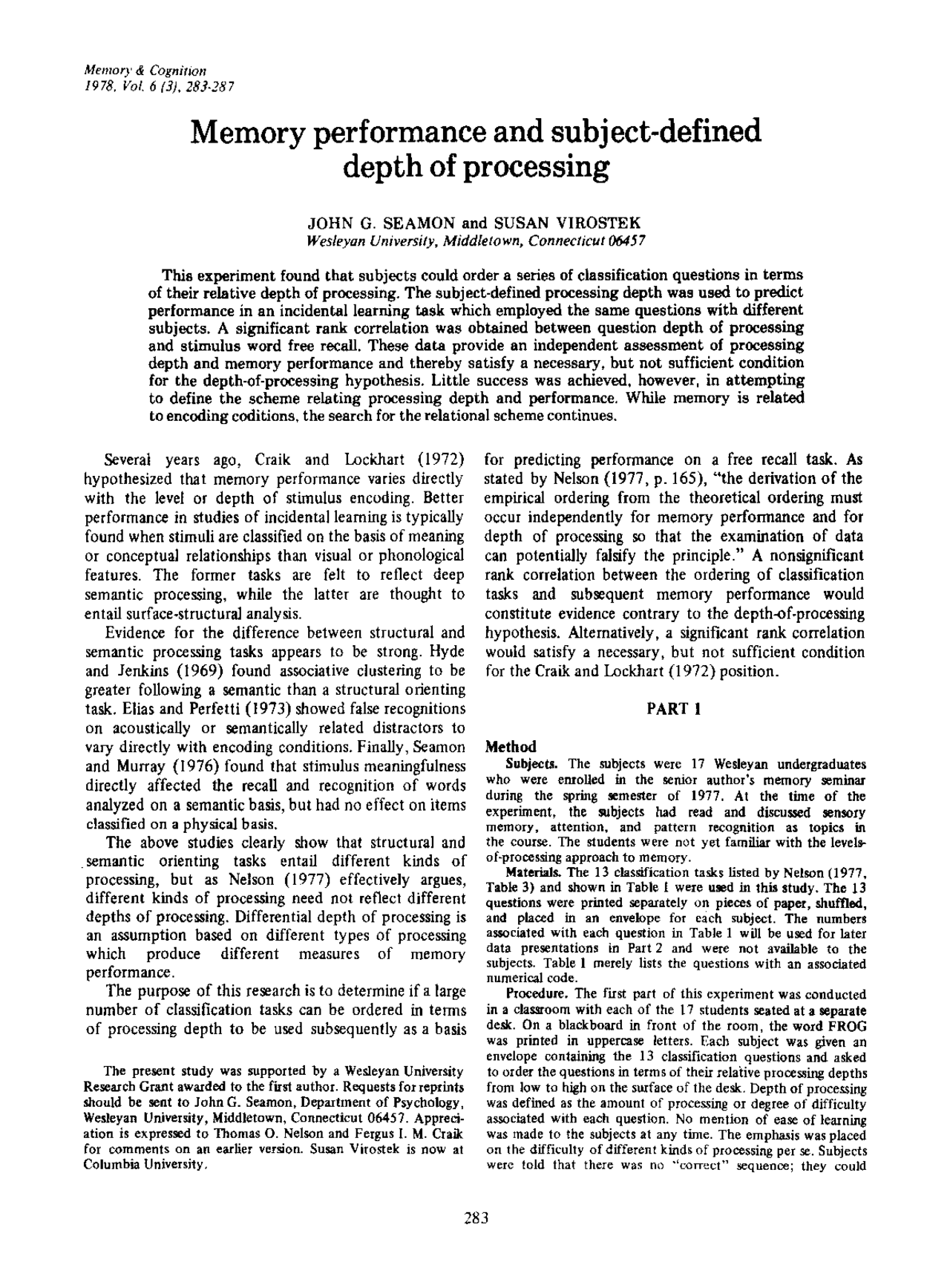 Depth Processing Depth of processing theory | Study Guides, Projects, Research Human ...