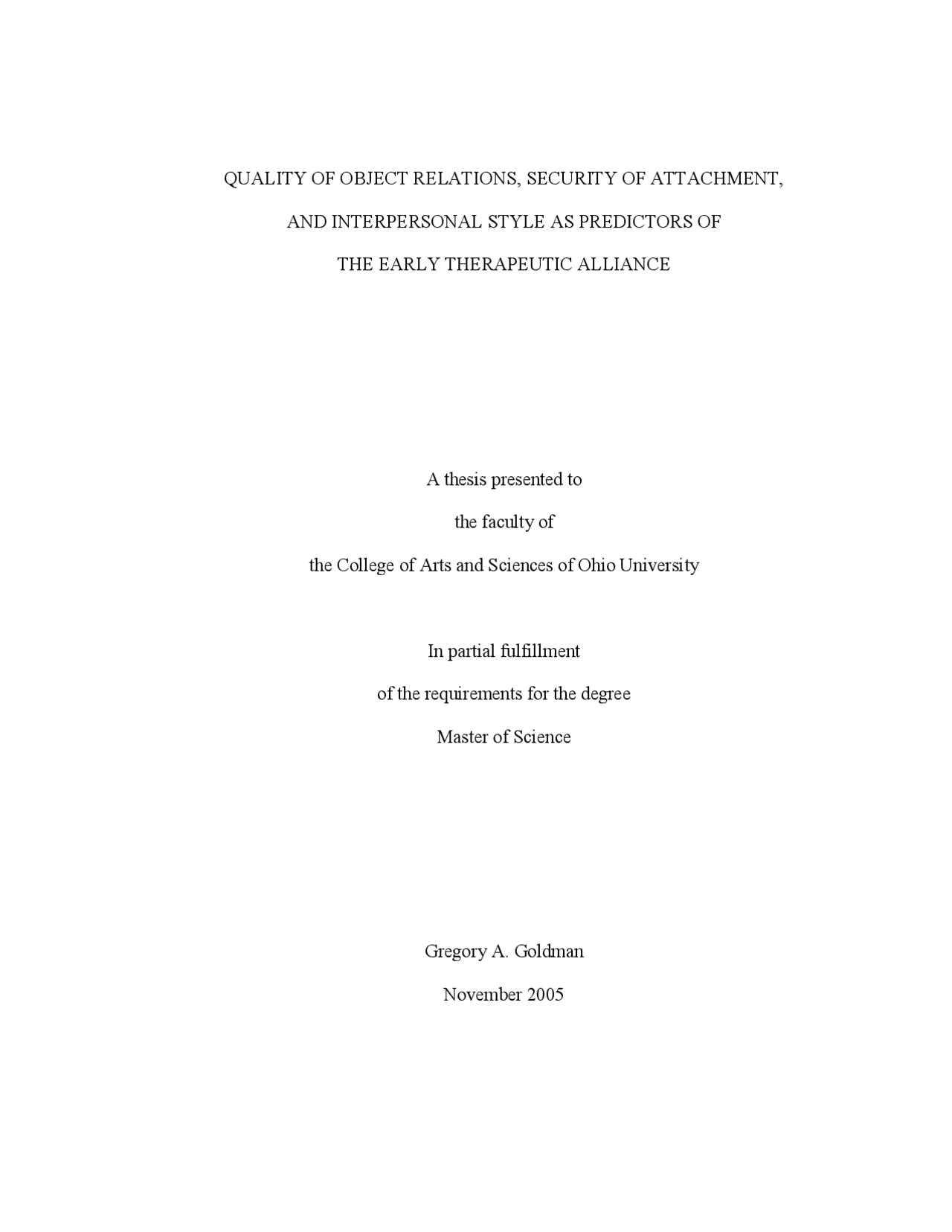 Object Attachment Security Measure Object relation, security attachment and interpersonal styles - Docsity