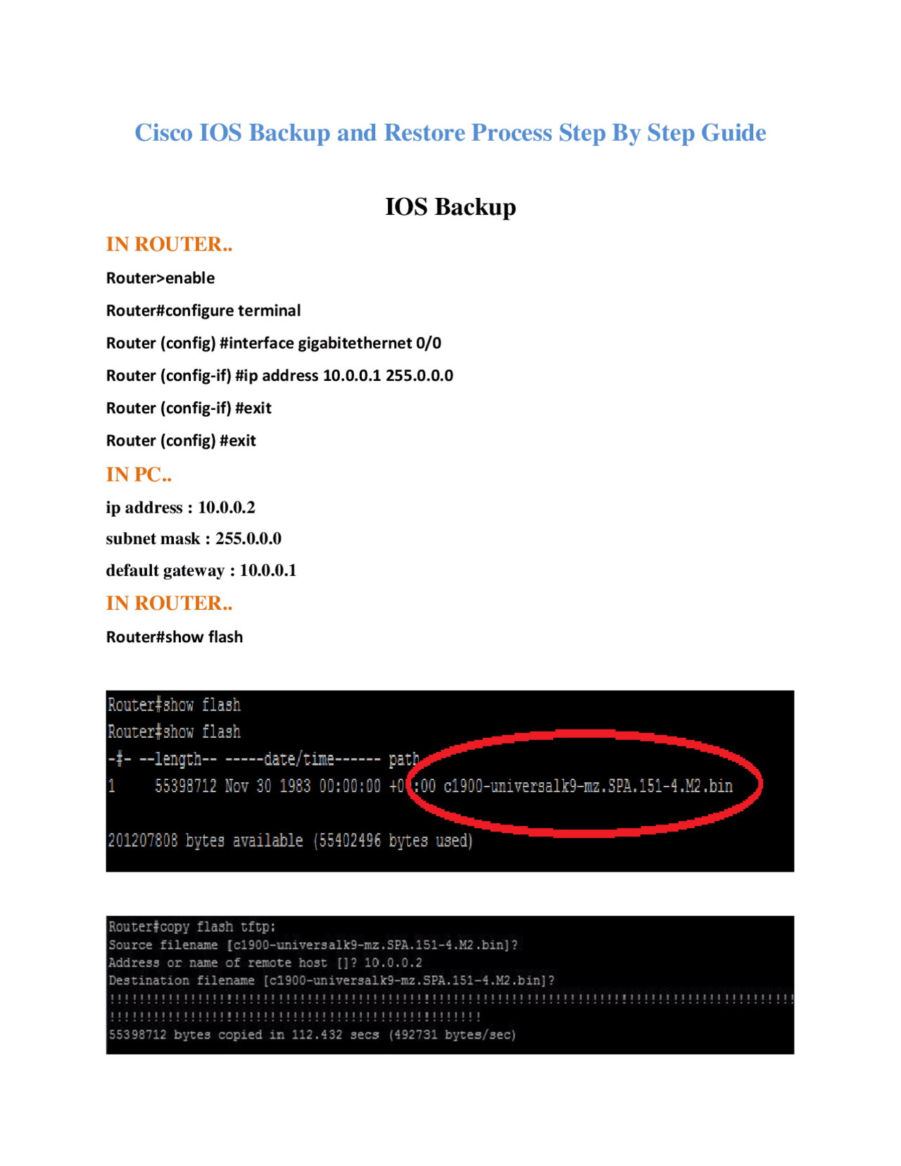 Installing iOS on the router and taking backup with simple steps ...