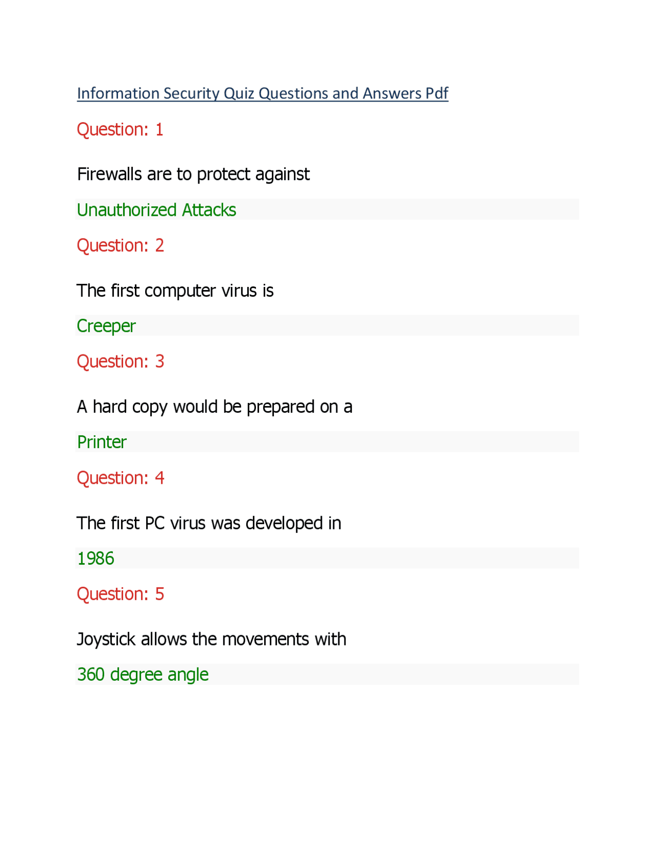 Information Security Quiz Exercises Security Analysis Docsity