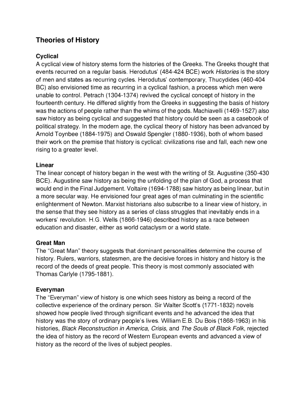 Theories of History: Cyclical and Linear | Study notes Social change ...
