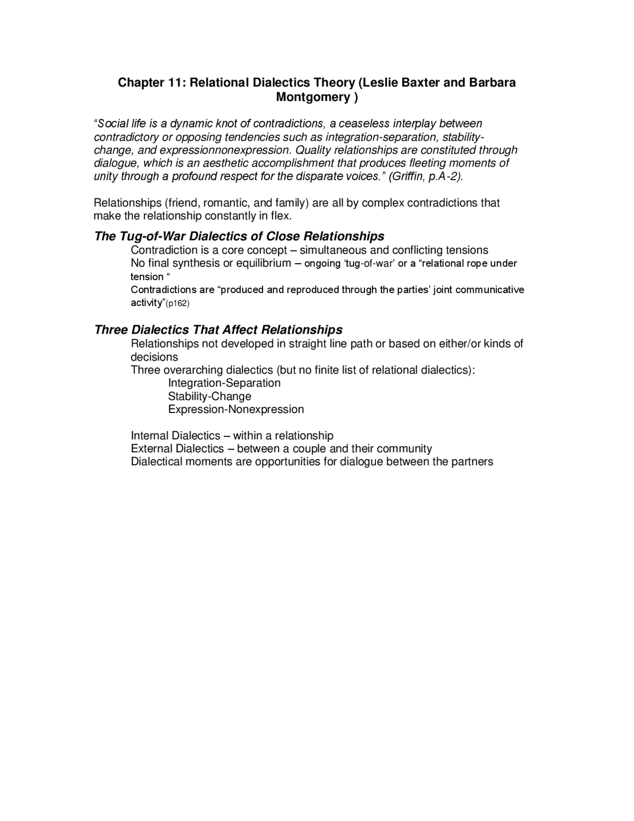 Relational Dialectics Theory - Docsity