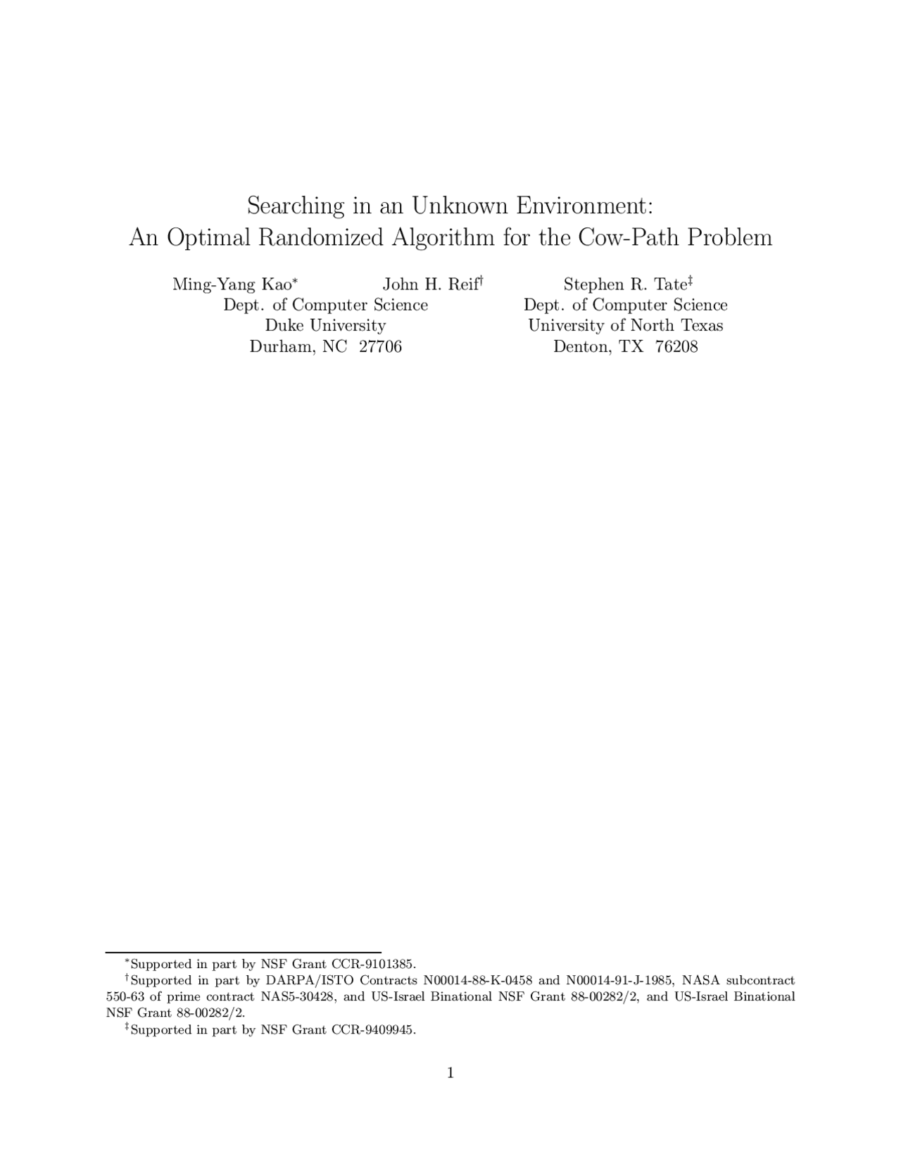 Searching in an Unknown Environment: An Optimal Randomized Algorithm ...