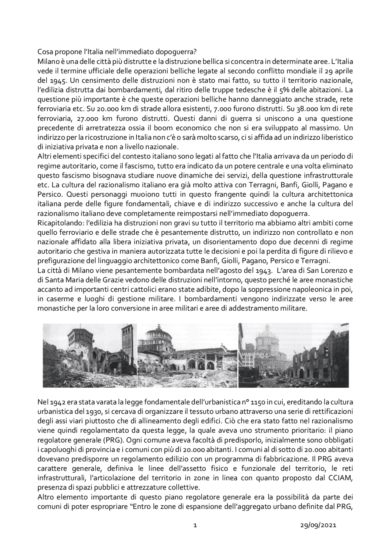 Architettura in Italia nel dopoguerra Docsity