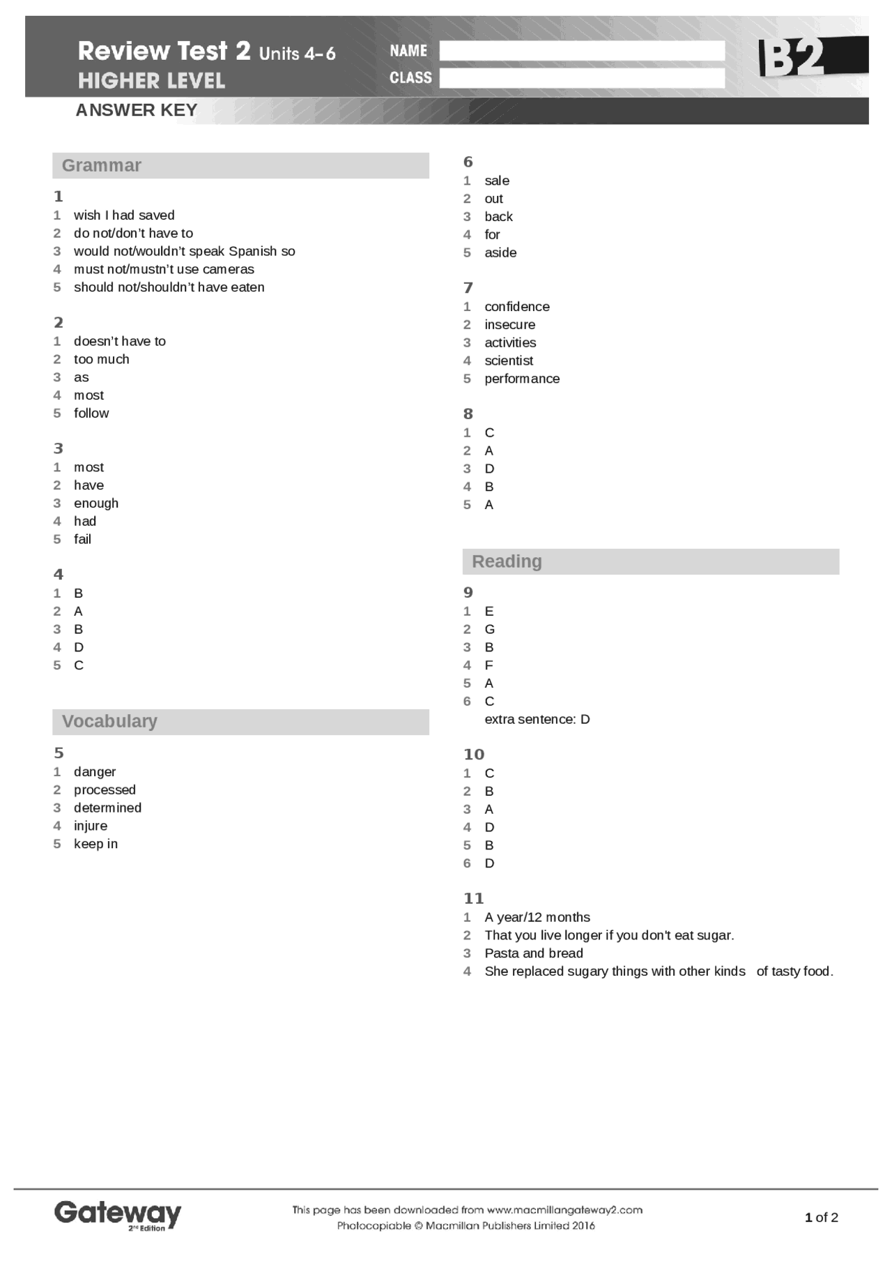 B2 REVIWE TEST 2 KEY - Docsity