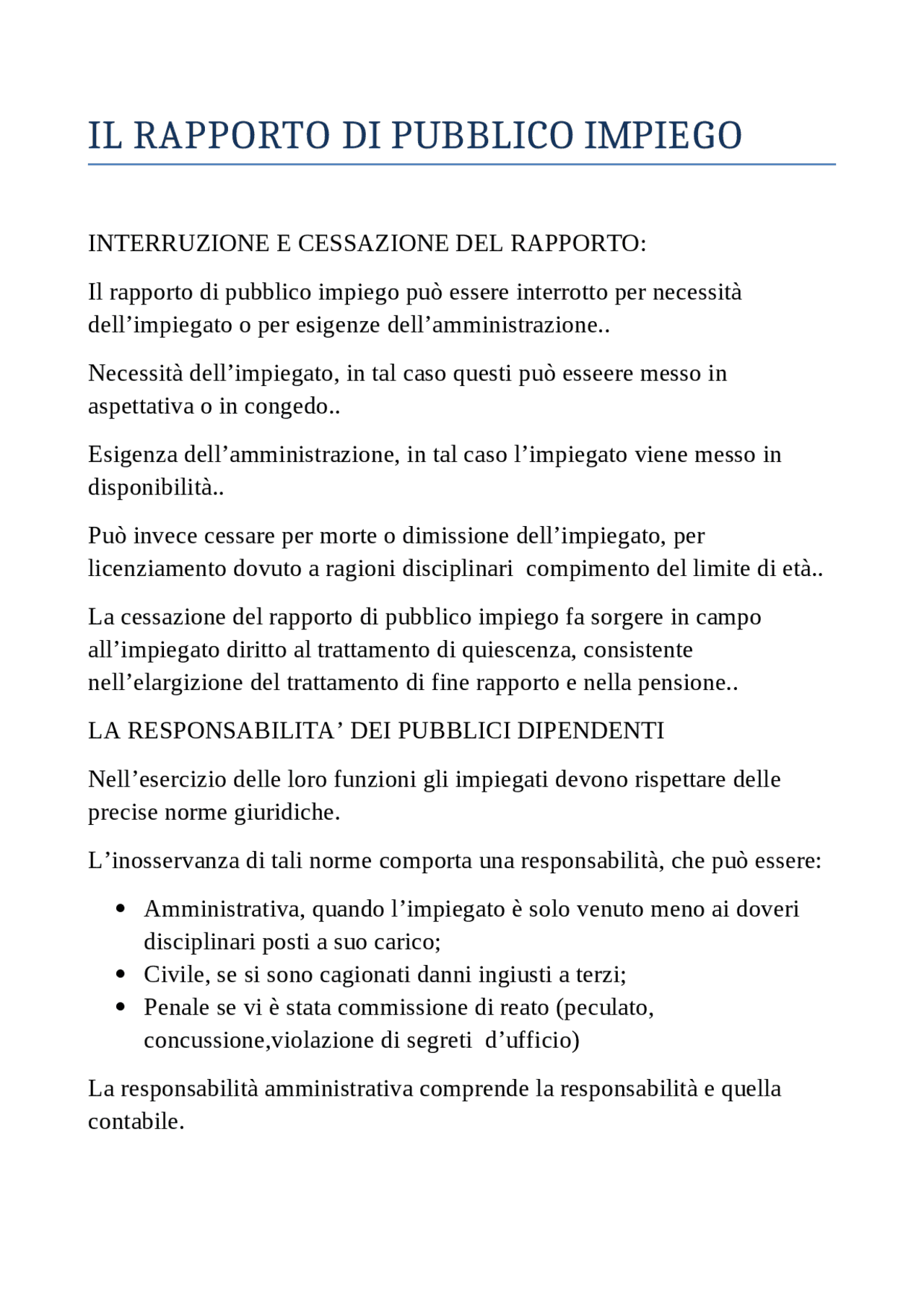 Il rapporto di pubblico impiego Docsity